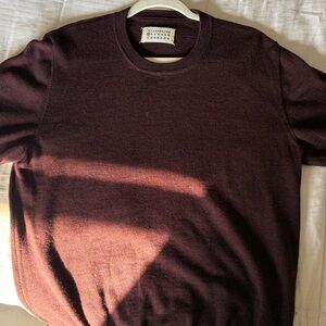 Maison Martin Margiela Maroon Crewneck long sleeve wool jumper x-large